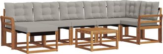 vidaXL Conjunto De Sof&aacute;s De Exterior 8 Uds. Gris Natural Y Claro Vidaxl