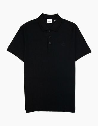 Burberry Mens Burberry Manzoni Monogram Pique Polo Black - Size: 42