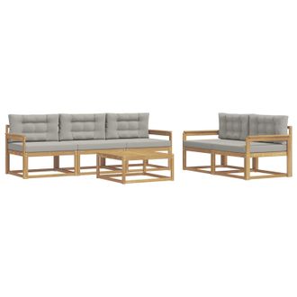 vidaXL Conjunto De Sof&aacute;s De Exterior 6 Pcs Blanco Y Gris Claro Vidaxl