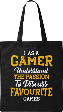 Generic Discuss Favourite Games Natural Ecological Cotton Tote Bag Black