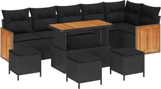 vidaXL Conjunto De Sof&aacute; De Jard&iacute;n 10 Pcs Negro Rat&aacute;n Sint&eacute;tico Vidaxl