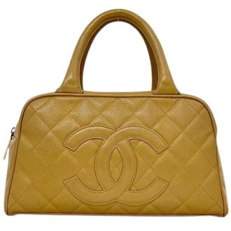 Chanel Pre-owned Vintage Boston Bag - Dames - Pre-owned - Beige - Maat: ONE Size Leer