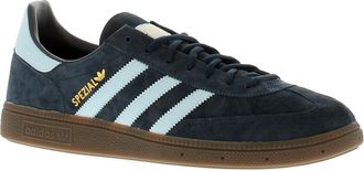 adidas Originals Mens Handball Spezial Leather Upper Trainers Seven Eyelet Lace Fastening Classic 3 Stripe De - Navy Suede - Size UK 8.5