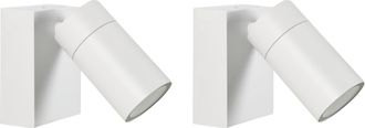 Beliani Conjunto De 2 L&aacute;mparas De Pared Exterior Focos Iluminaci&oacute;n Moderna De Aluminio Blanco Manor