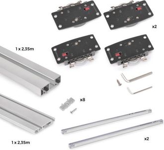 Emuca Sistema Flow 2 De Superficie En Formato Kit Para Un Armario De 2 Puertas Correderas De Madera Apoyadas Con Cierre Suave - Emuca