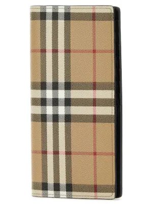 Burberry Mens Printed Canvas Wallet Archivebeige Exterior: Polyurethane Cotton Portafogli