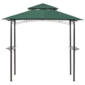 Beliani Beliani - Cenador De Metal Verde Oscuro Negro 240 Cm Pabell&oacute;n De Jard&iacute;n Gazebo Toldo Naro