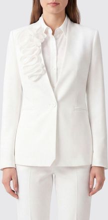 Hanita Blazer corto in cr&ecirc;pe con collo a scialle e applicazione floreale