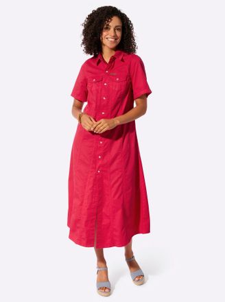 Casual Looks Jeanskleid CASUAL LOOKS Jeans-Kleid, Damen, Gr. 36, Normalgr&ouml;ssen, erdbeere, Twill, 100% Baumwolle, unifarben, wadenlang, Kleider Jeanskleid