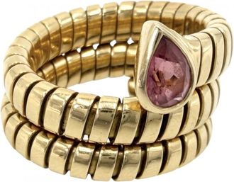 Bulgari Tubogas Gold Pink Yellow Gold (18K) Band Ring (Pre-Owned)