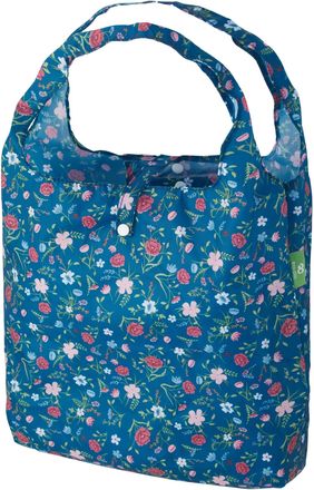 Eco Chic Lightweight Foldable Reusable Shopping Bag Water Resistant Tote Bag (Floral Navy)