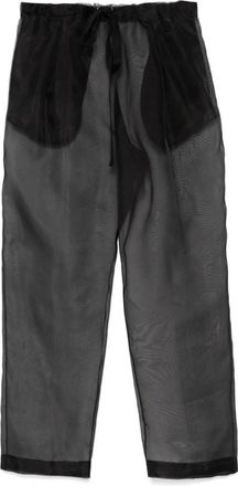 Khaite Zwarte Zijden Organza Trekkoord Broek - Dames - Straight fit broeken - Zwart - S - Organza - Broeken