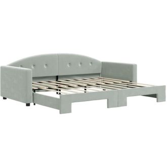 vidaXL Sof&aacute; Cama Nido Terciopelo Gris Claro 90x190 Cm Vidaxl
