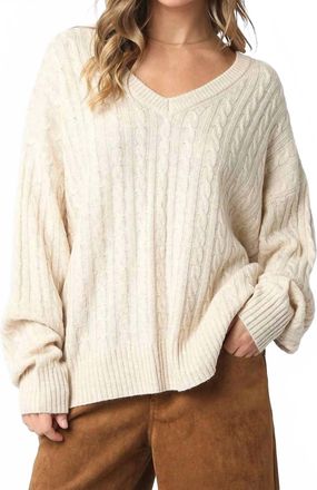 Olivaceous Dulce Knit Top In Oatmeal