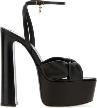 Saint Laurent Franciane 105 Platform Sandal - Dames - Sandalen met hakken - Zwart - 39 EU - Leer - Schoenen