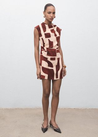 Mango Vestito stampato collo drappeggiato grezzo - Donna - XS - MANGO