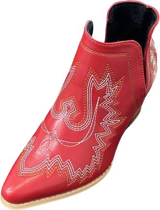 Generic Stylish Winter Ankle Boots For Women With Pointed Toe Design And Durable Thick Heel For Ultimate Comfort And Large Size Fit (4.5)