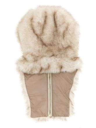Herno Fur-Effect Wool Blend Hooded Stole - Beige