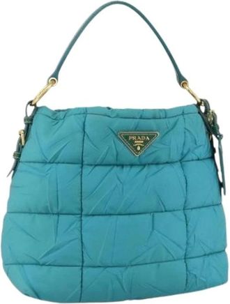 Prada Pre-owned Shoulder Bags, female, Blue, Size: ONE SIZE Pre-owned Vintage Nylon Shoulder Bag