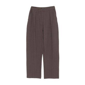 Emporio Armani Wide Trousers, female, Brown, S, Dove Grey Chevron Trousers Straight Leg