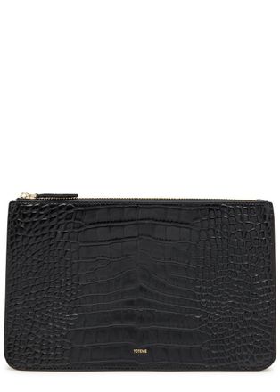 Toteme Crocodile-embossed Leather Clutch - Black - One Size