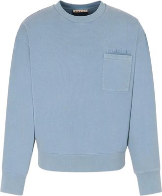 Marni Sweater met borstzak en logo - Blauw
