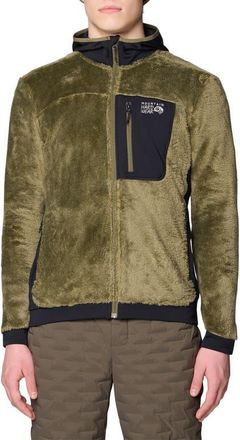 Mountain Hardwear Polartec High Loft Fleece Hooded Jacket in Combat Green/Black at Nordstrom, Size Xx-Large