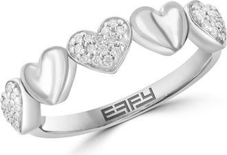 Effy Sterling Silver Heart Ring - 0.18 ctw in White at Nordstrom Rack, Size 7
