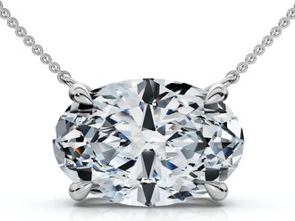 Pompeii3 Certified 4Ct Diamond Oval Solitaire Pendant 14k Gold 18 Womens Chain Lab Grown