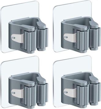No Brand Soportes Para Escobas - Paquete De 4 - No Requiere Taladrar - Soportes Autoadhesivos Para Fregonas Para Montaje En Pared - Cocinas - Ba&ntilde;os - Jardines 