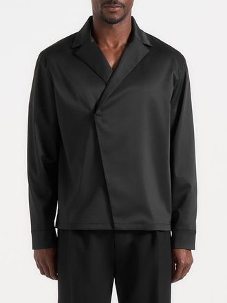 Mani&egrave;re De Voir Alban Tailored Double Breasted Shirt in Black at Nordstrom, Size Xx-Large