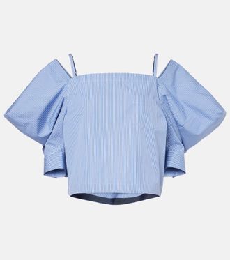 sacai Striped cotton poplin top