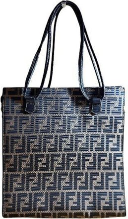 Fendi Zucca Brown Canvas Leather Handbag Shoulder Bag Tote Bag (Pre-Owned)