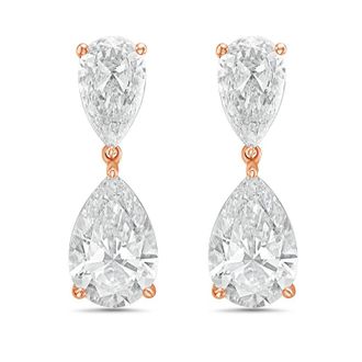 Diana M. Jewels 14KW RG 20.00 Ct TW of Lab grown pear shape diamond drop earrings