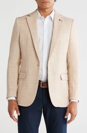 Elie Tahari Slim Fit Sharkskin Blazer in Sand at Nordstrom Rack, Size X-Large