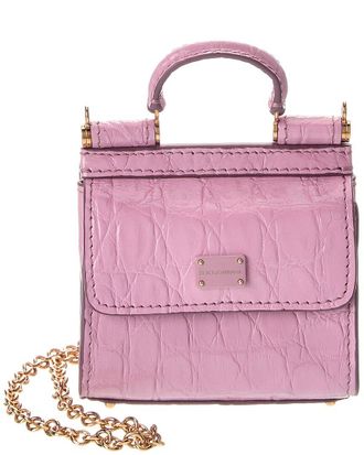 Dolce & Gabbana Sicily Micro Croc-Embossed Leather Tote