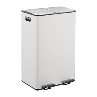 Relaxdays Relaxdays - Cubo Basura Doble, 2 Compartimentos 30 Litros C/u, Botes Interiores Extra&iacute;bles, Pedal, Cocina, Blanco/plateado