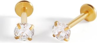 Mint & Lily Crystal Sleeper Flatback Studs | 18g in 18K Gold Plated at Nordstrom