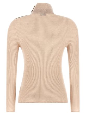 Moncler Ribbed Merino Wool Turtleneck Sweater - Beige