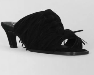 Ash suede leather sandals fringe detail mid heel