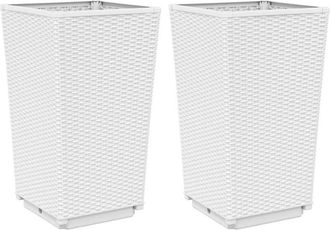 vidaXL Jardineras 2 Unidades Pp Blanco 32,5x32,5x57 Cm Vidaxl