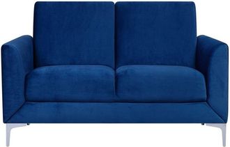 Beliani Sofá de 2 plazas 2 personas de terciopelo azul