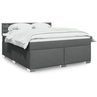 vidaXL Vidaxl - Cama Box Spring Con Colch&oacute;n Tela Gris Oscuro 180x200 Cm
