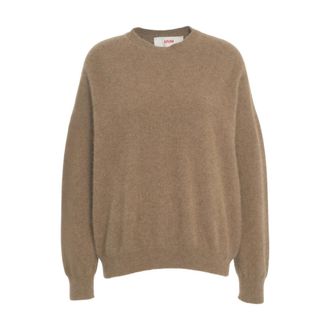 MVM Round-neck Knitwear, female, Brown, Size: L Brown Wool Crew Neck Sweater