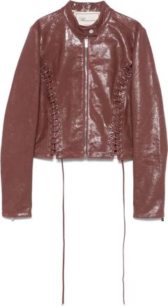 Blumarine Giacca in pelle con effetto craquel&eacute; - Rosso