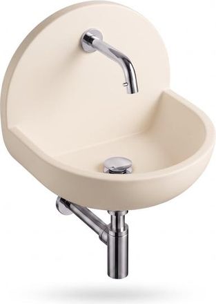 Saniclass Fuente Fonteinset - 46.5x35x43.2cm - solid surface off-white - fonteinkraan - afvoerplug - sifon - RVS