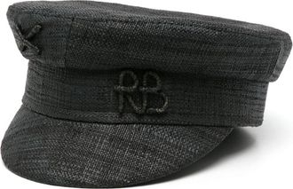 Ruslan Baginskiy Black Ruslan Straw Baker Boy Hat - Womens - Cotton/Straw