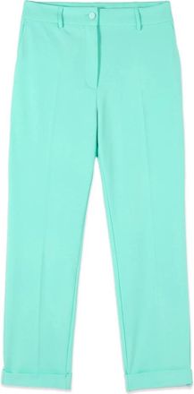 Oltre Cropped broek van cr&ecirc;pe - Dames - Slim Fit Broeken - Groen - 2XL - Polyester - Broeken