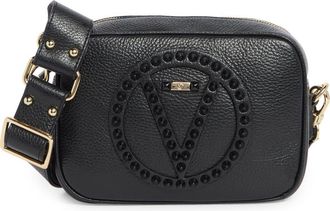 Mario Valentino Mia Rock Stud Leather Crossbody Bag in Black at Nordstrom Rack