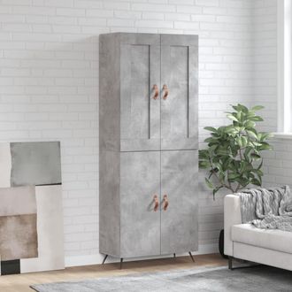 vidaXL Vidaxl - Aparador Alto Madera Contrachapada Gris Hormig&oacute;n 69,5x34x180 Cm